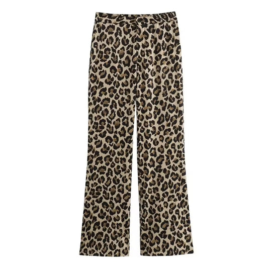 LEOPARD PRINT WIDE-LEG PANTS