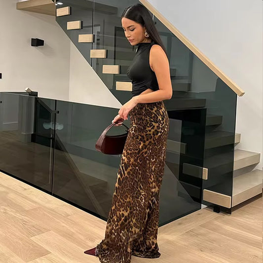 FULL LENGTH LEOPARD PRINT SKIRT