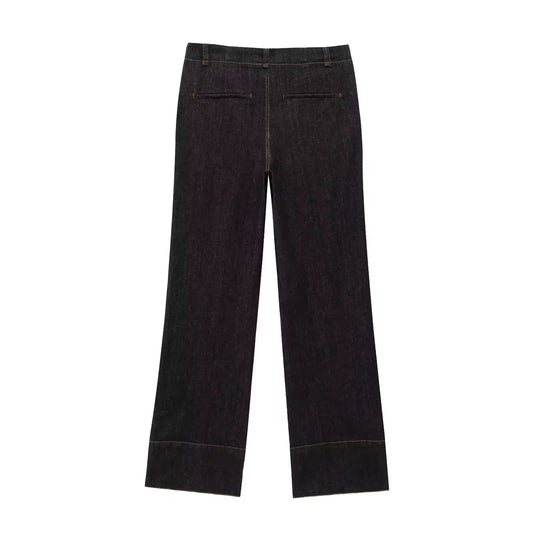PINTUCK DENIM TROUSERS