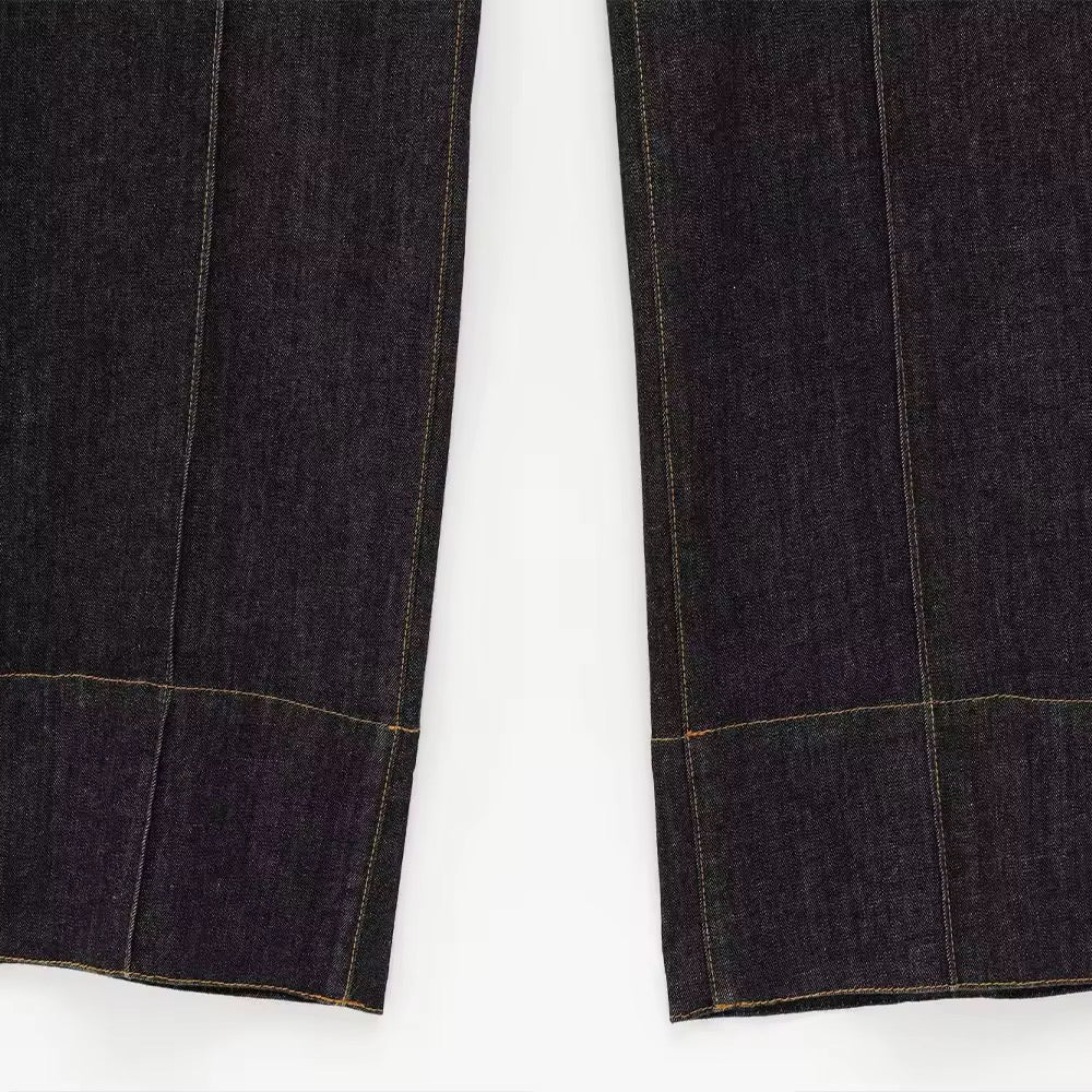 PINTUCK DENIM TROUSERS
