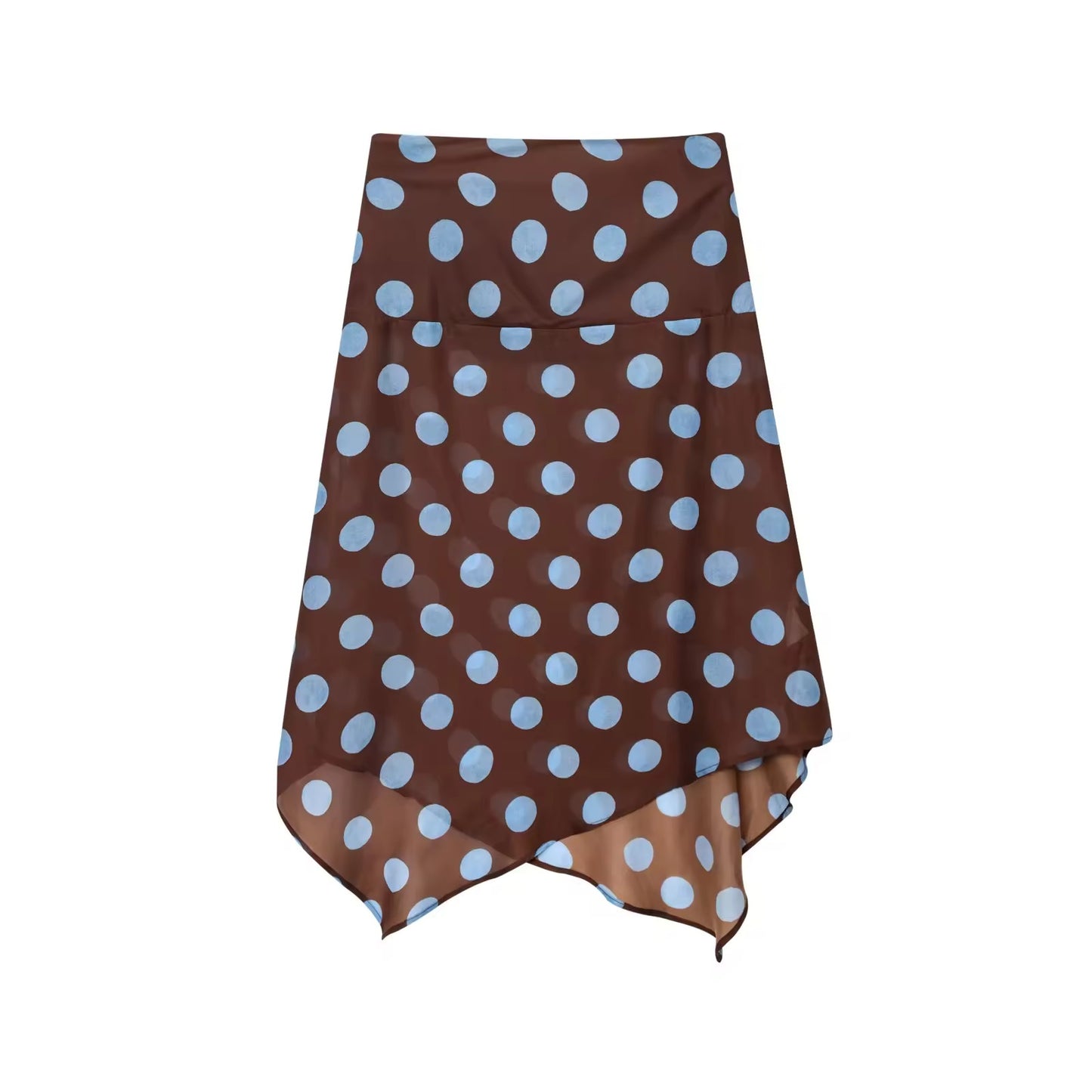 ASYMMETRICAL BLUE POLKA DOT SKIRT
