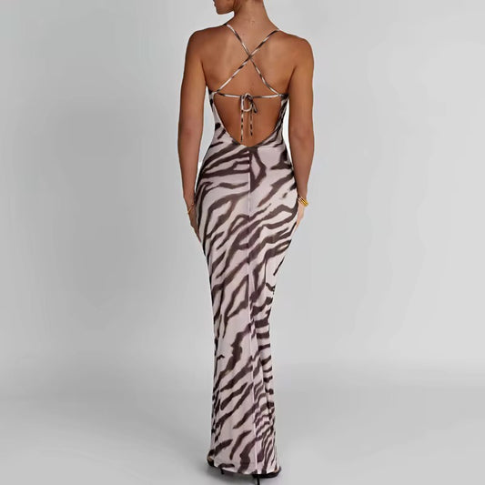ZEBRA PRINT SPAGHETTI STRAP DRESS