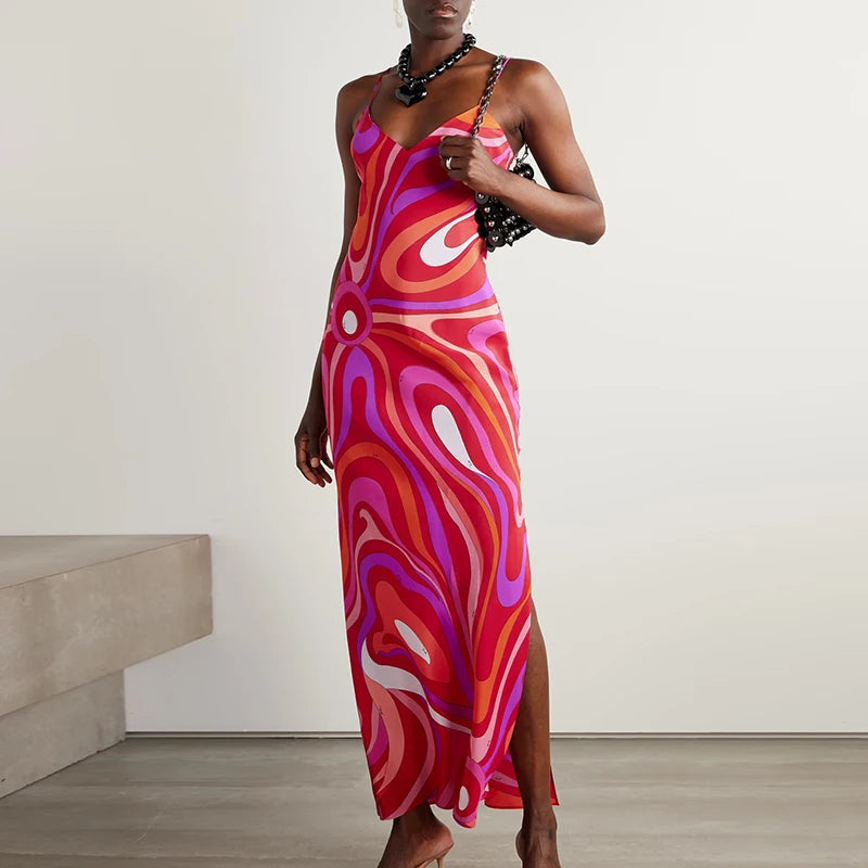 SWIRL SIDE-SPLIT DRESS