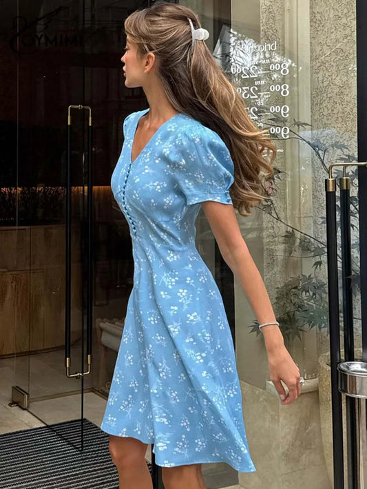 CORA BLUE FLORAL PRINT DRESS