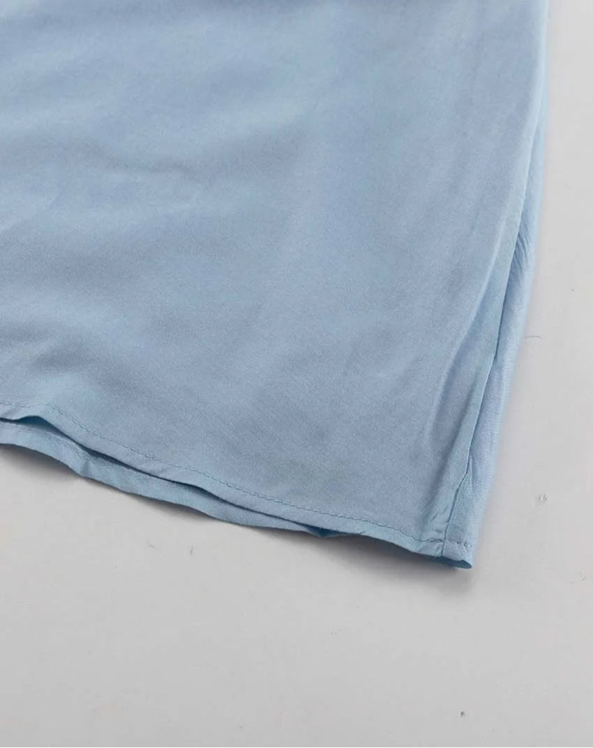 MICRO COLLAR BLUE LONG SLEEVED DRESS