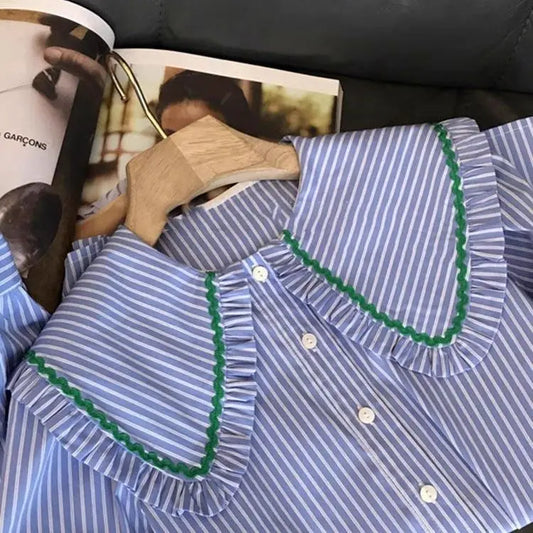 MADISON STRIPED OVERSIZED COLLAR SHIRT