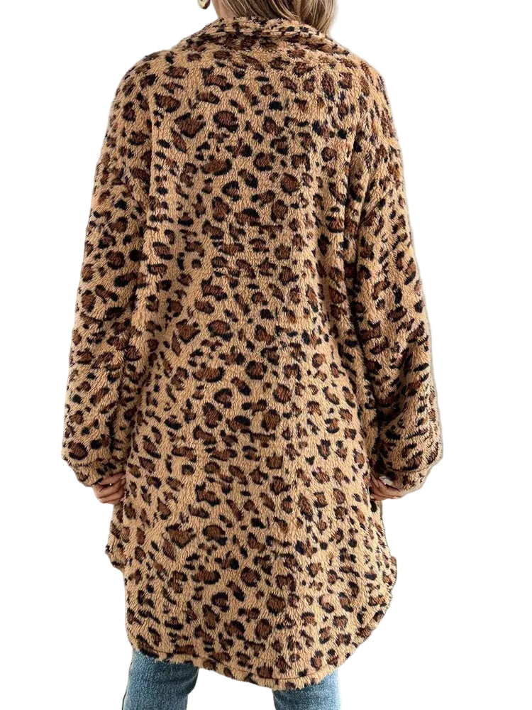 LEOPARD FAUX SHEARLING COAT