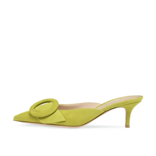 VINTAGE DETAIL COVERED MULE HEELS