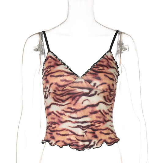 TIGER PRINT SLEEVELESS TOP