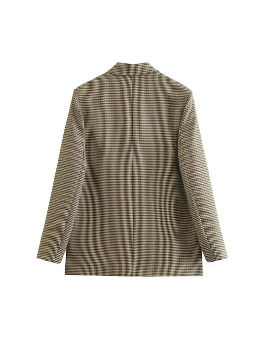 DOUBLE-BREASTED HOUNDSTOOTH BLAZER