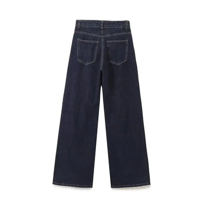 Perfectly Straight High Waist Wide-leg Jeans
