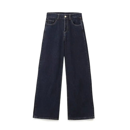 Perfectly Straight High Waist Wide-leg Jeans