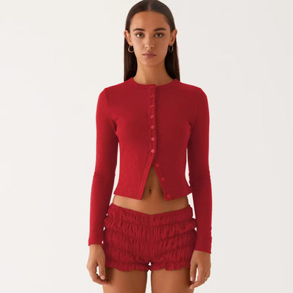 LONG SLEEVE THIN BUTTON SWEATER