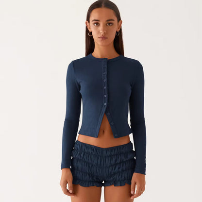 LONG SLEEVE THIN BUTTON SWEATER