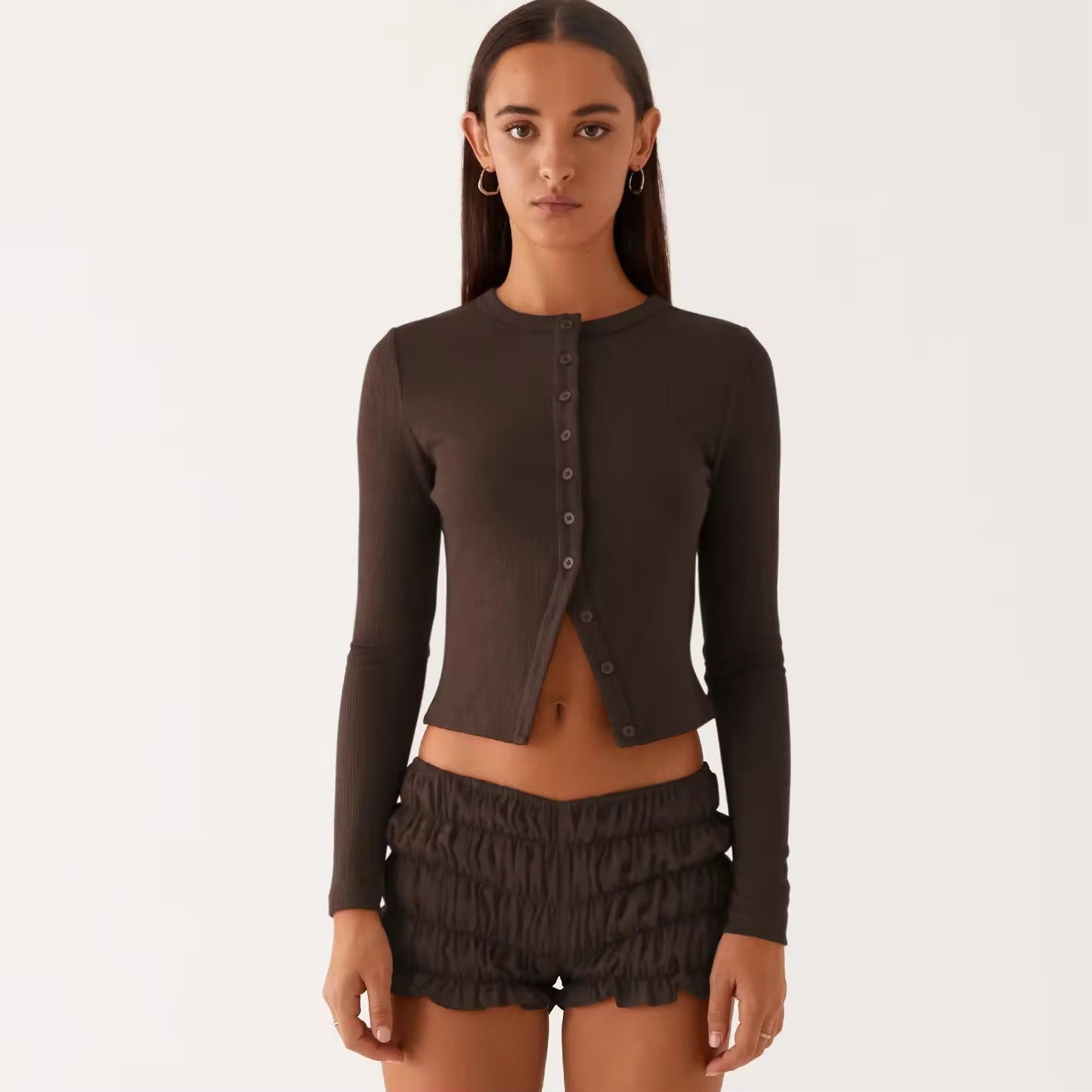 LONG SLEEVE THIN BUTTON SWEATER