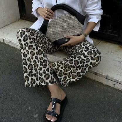 LEOPARD PRINT WIDE-LEG PANTS