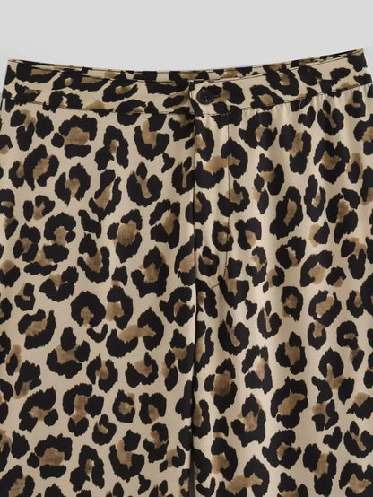 LEOPARD PRINT WIDE-LEG PANTS