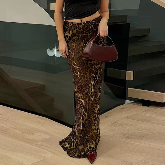 FULL LENGTH LEOPARD PRINT SKIRT