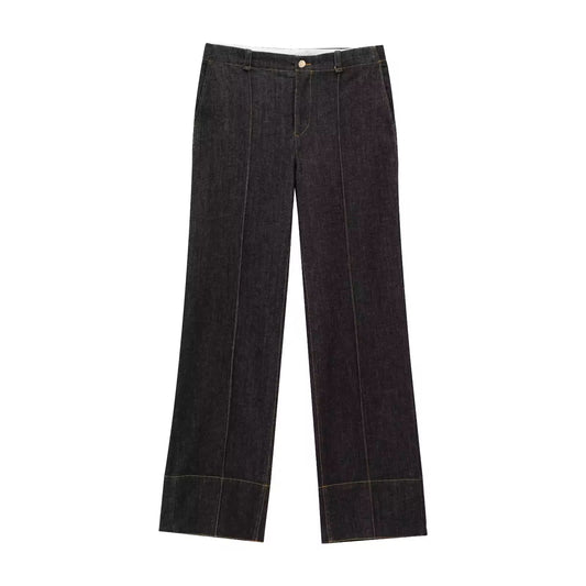 PINTUCK DENIM TROUSERS