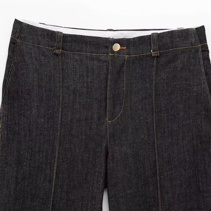 PINTUCK DENIM TROUSERS
