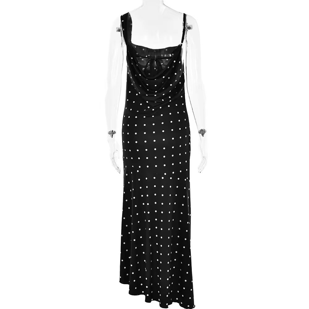 POLKA DOT SIDE SLIT DRESS