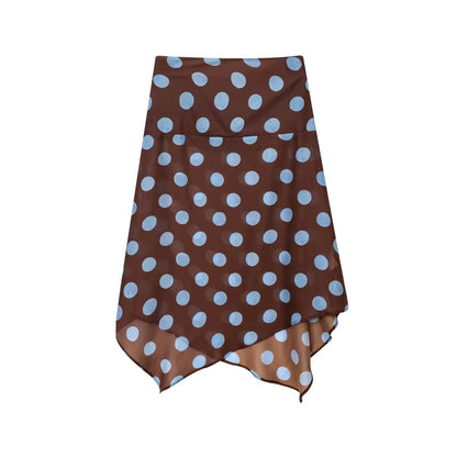 ASYMMETRICAL BLUE POLKA DOT SKIRT