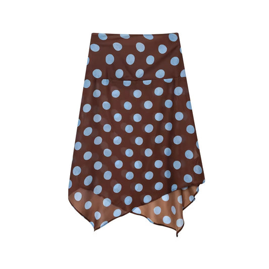ASYMMETRICAL BLUE POLKA DOT SKIRT