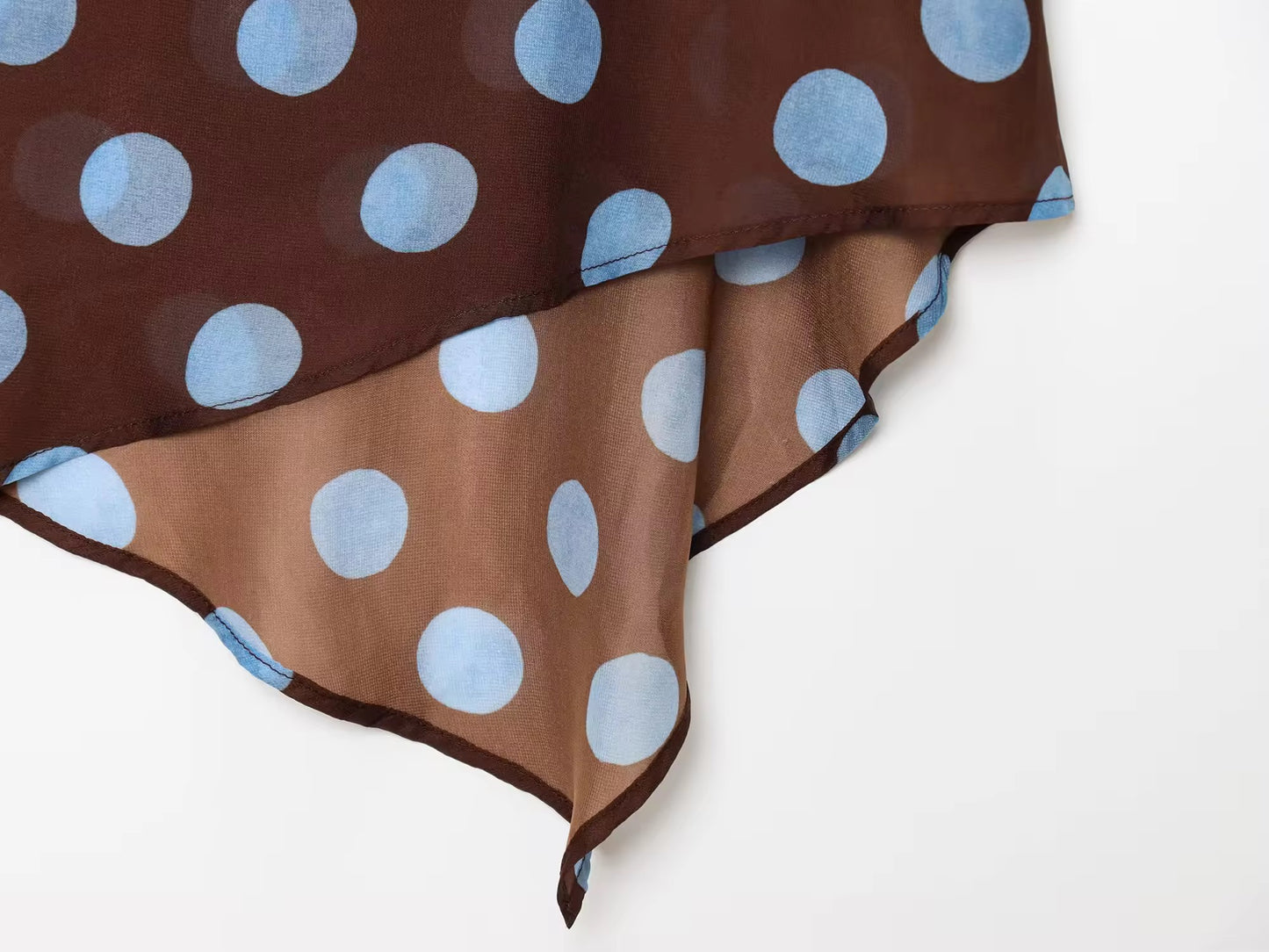 ASYMMETRICAL BLUE POLKA DOT SKIRT