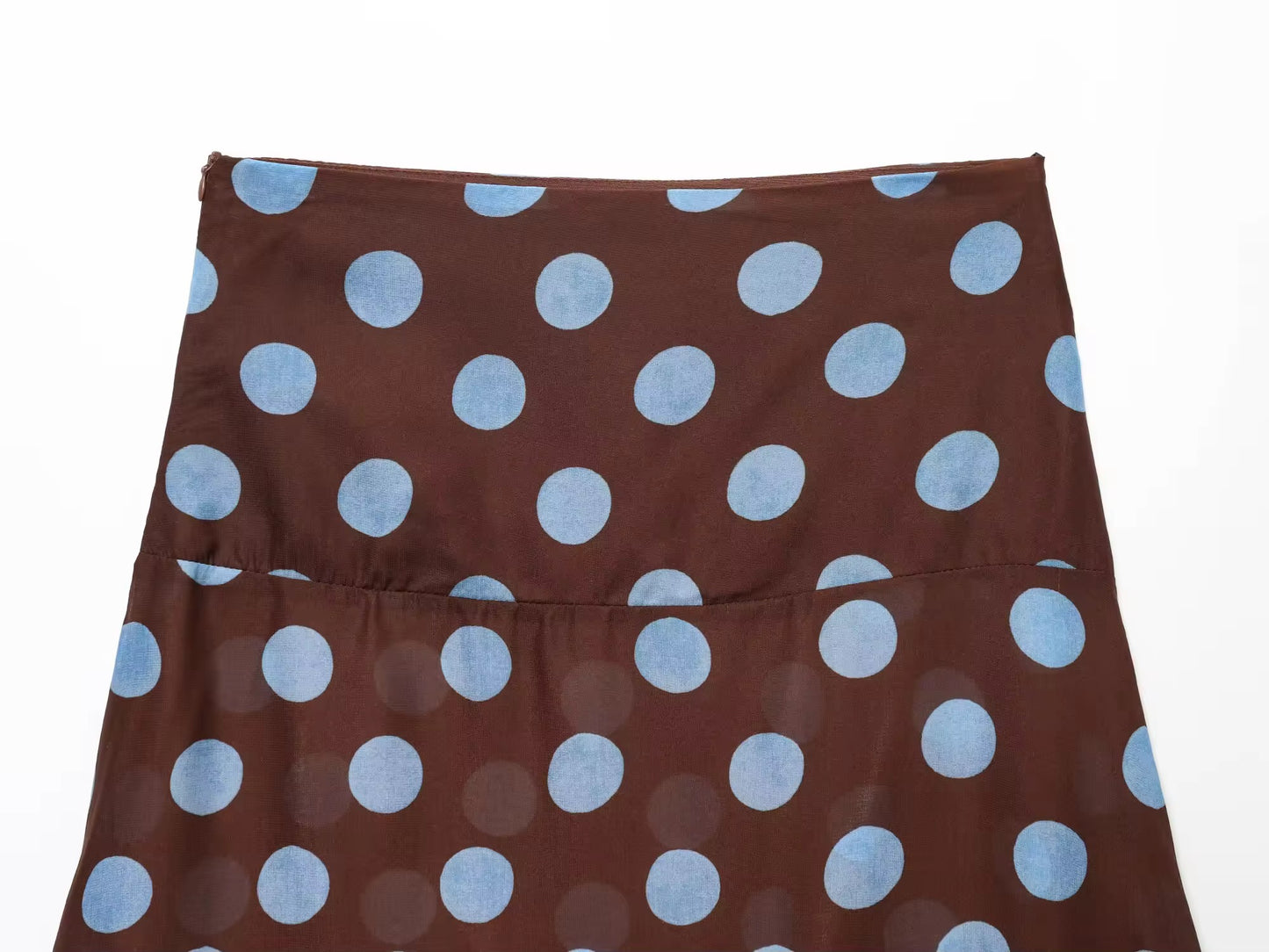 ASYMMETRICAL BLUE POLKA DOT SKIRT