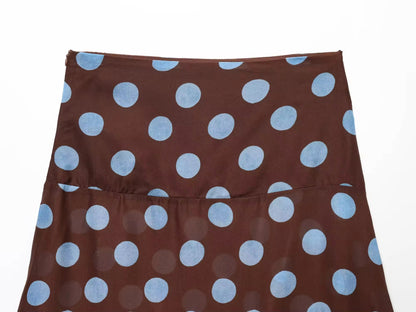 ASYMMETRICAL BLUE POLKA DOT SKIRT