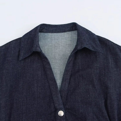 Dark denim shirt/dress on a white background