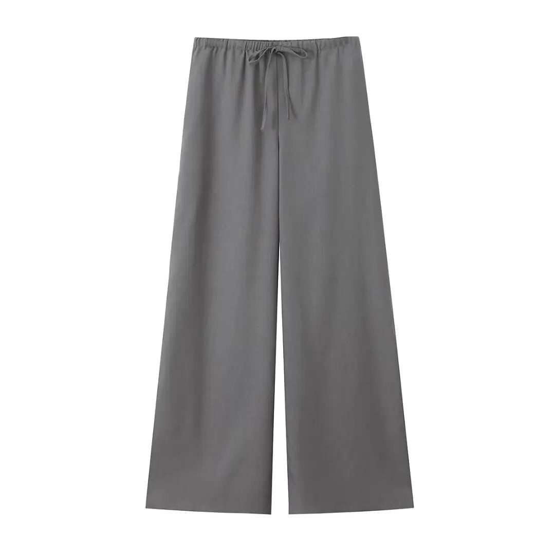 Gray wide-leg pants on a white background