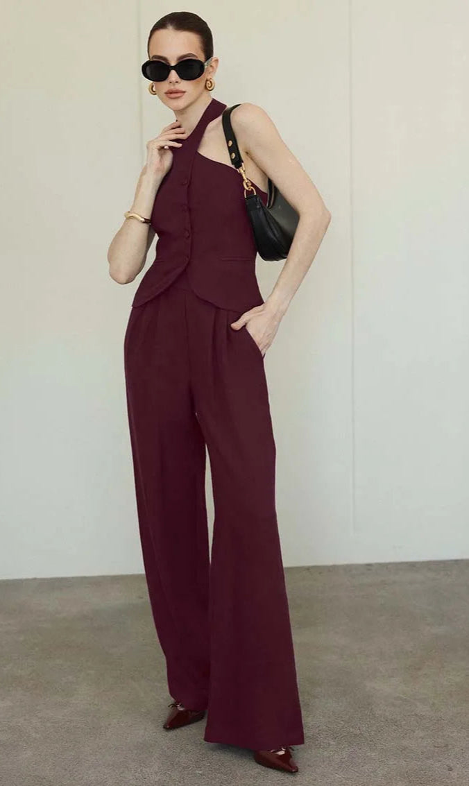 HALTER TOP & PANTS TWO PIECE SET