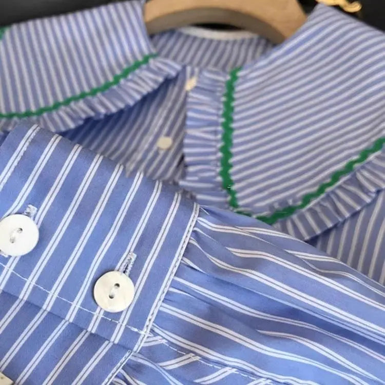 MADISON STRIPED OVERSIZED COLLAR SHIRT