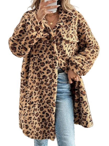 Person wearing a leopard print coat in a casual setting
