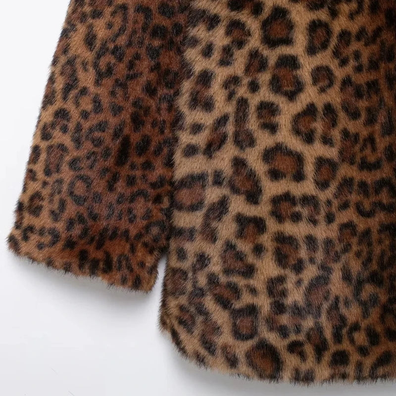 LEOPARD BROWN FAUX FUR COAT