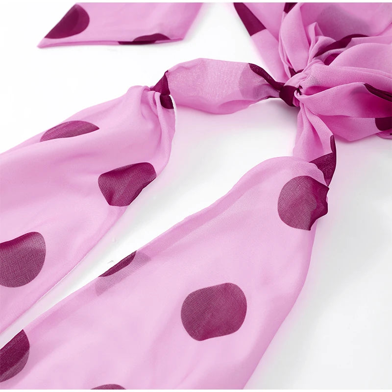 ATHENA POLKA DOT HALTER PINK MAXI DRESS