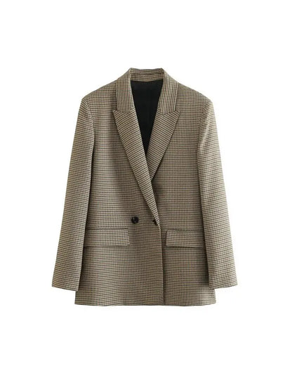 DOUBLE-BREASTED HOUNDSTOOTH BLAZER