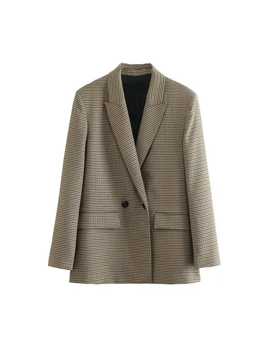 DOUBLE-BREASTED HOUNDSTOOTH BLAZER