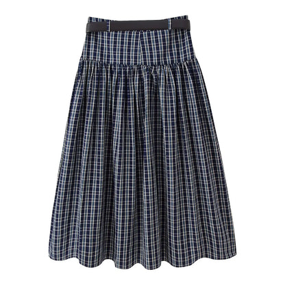 SADIE PLAID MIDI BELTED SKIRT