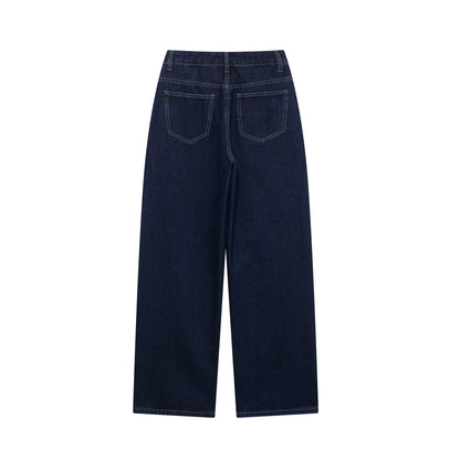 Dark blue jeans on a white background