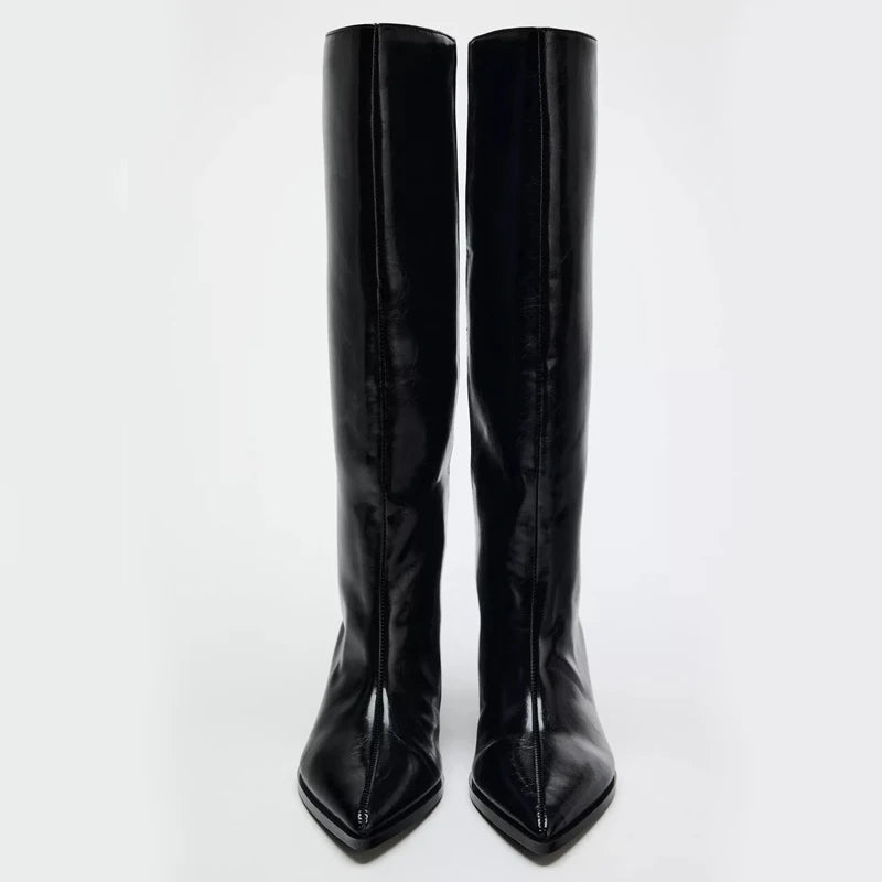 KNEE-HIGH POINTED BOOTS