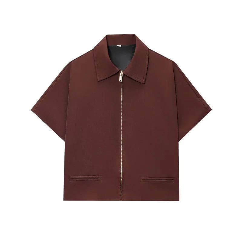Brown jacket with a collar on a white background