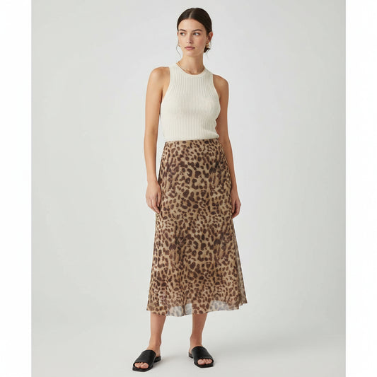 Leopard print skirt on a white background