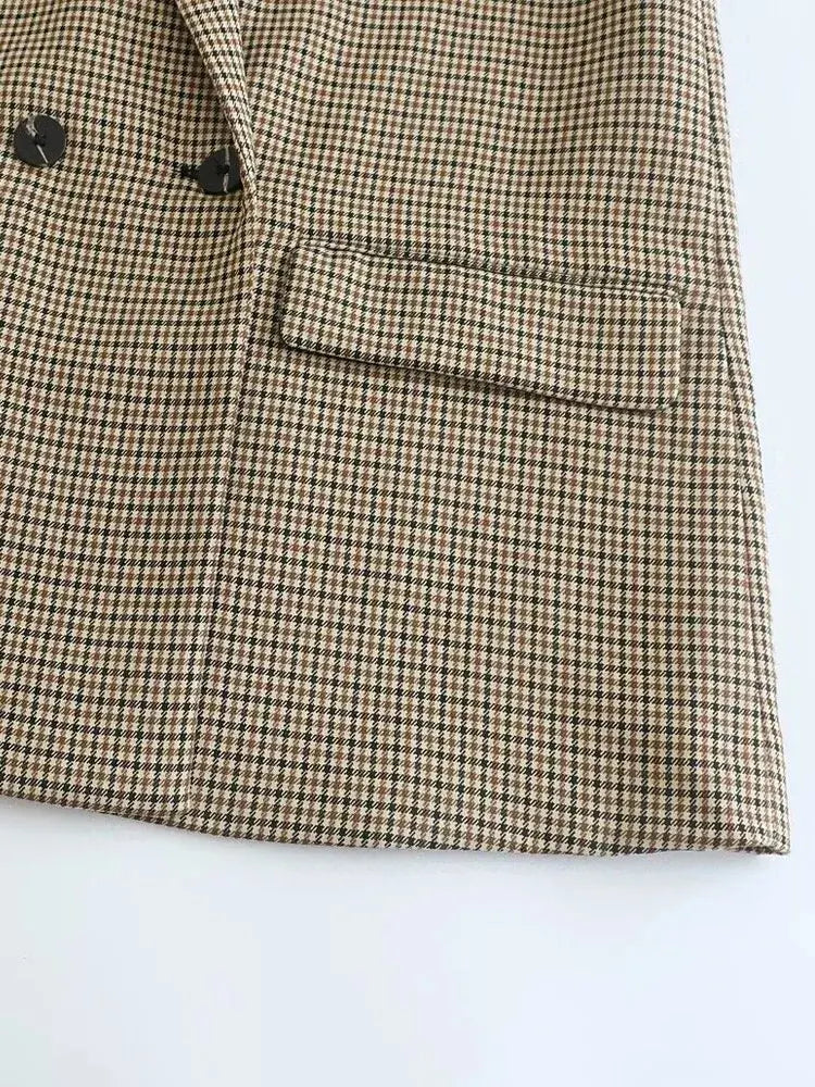 DOUBLE-BREASTED HOUNDSTOOTH BLAZER