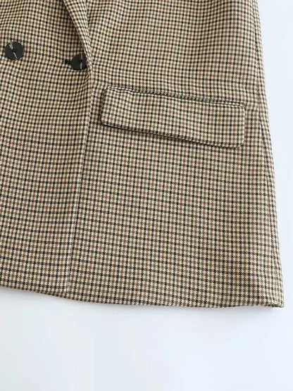 DOUBLE-BREASTED HOUNDSTOOTH BLAZER