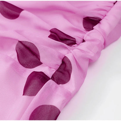 ATHENA POLKA DOT HALTER PINK MAXI DRESS