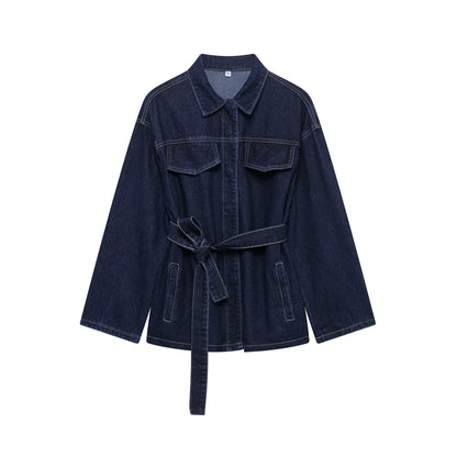 NAVY BLUE DENIM JACKET AND PANTS TWO PIECE SET