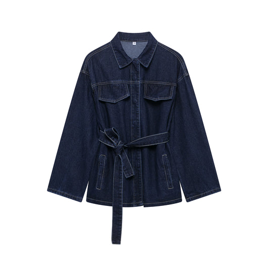 NAVY BLUE DENIM JACKET AND PANTS TWO PIECE SET
