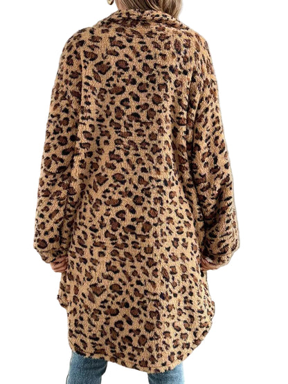 LEOPARD FAUX SHEARLING COAT